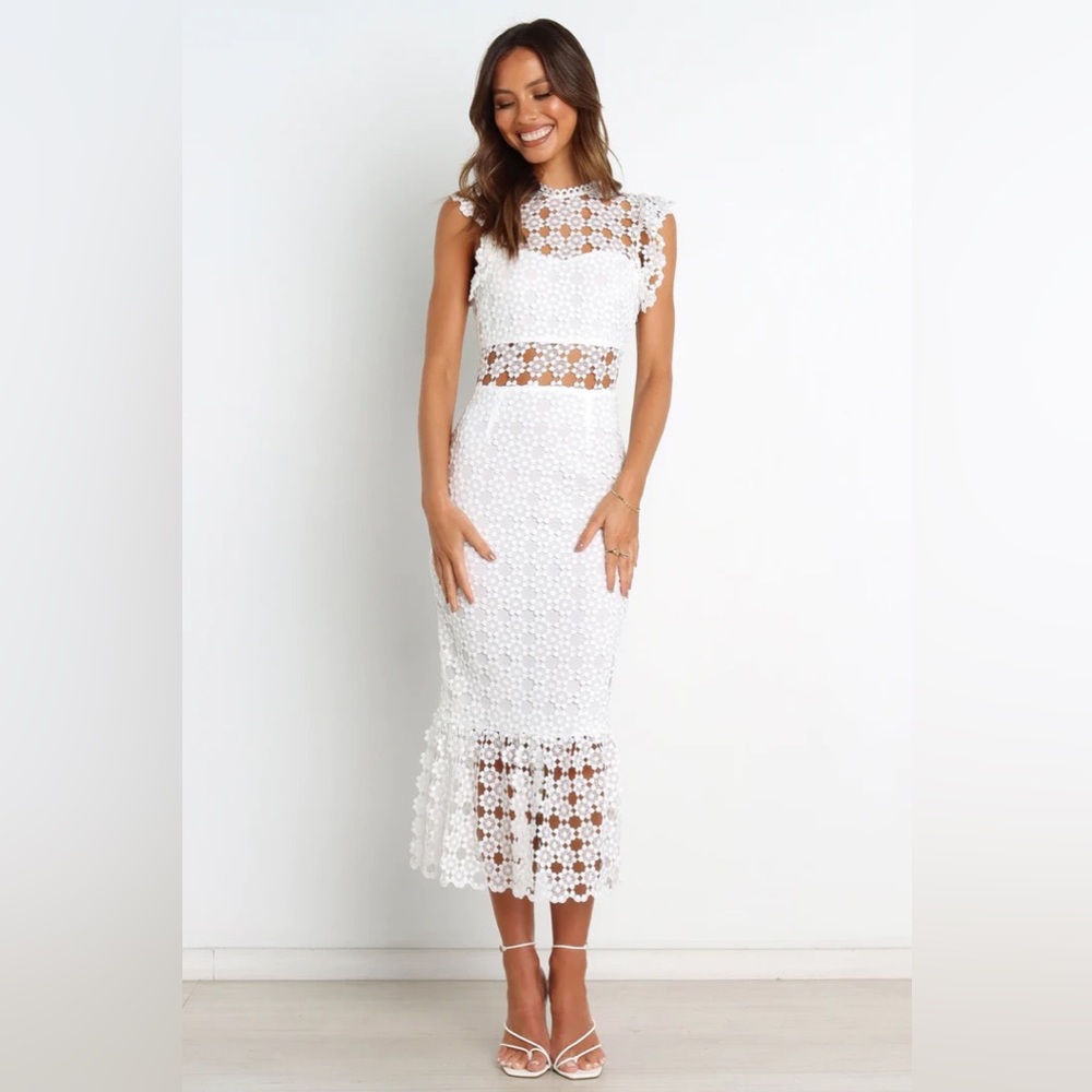 PETAL+ PUP— LAUREN DRESS - WHITE NWT